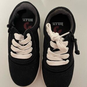 Billy Kids Black Canvas Sneakers with White Laces